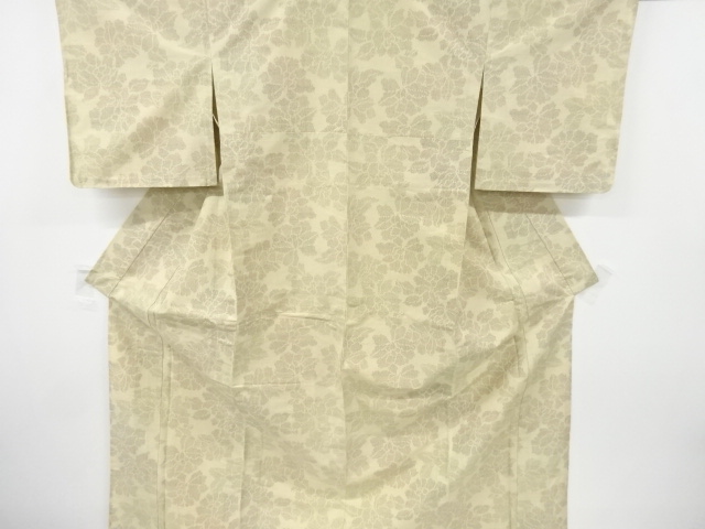 JAPANESE KIMONO / ANTIQUE HITOE KIMONO / SILK / TSUMUGI / WOVEN FLOWER